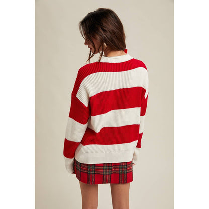 'MERRY' STRIPED KNIT SWEATER / WL25-11180