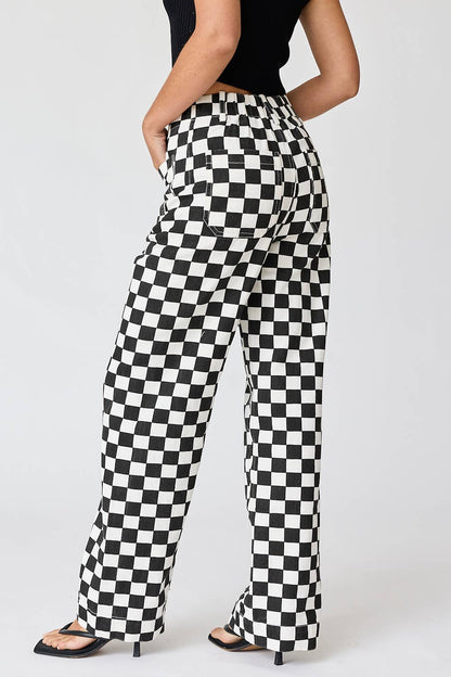 Demi Checkered Bottoms w Elastic Band: Black