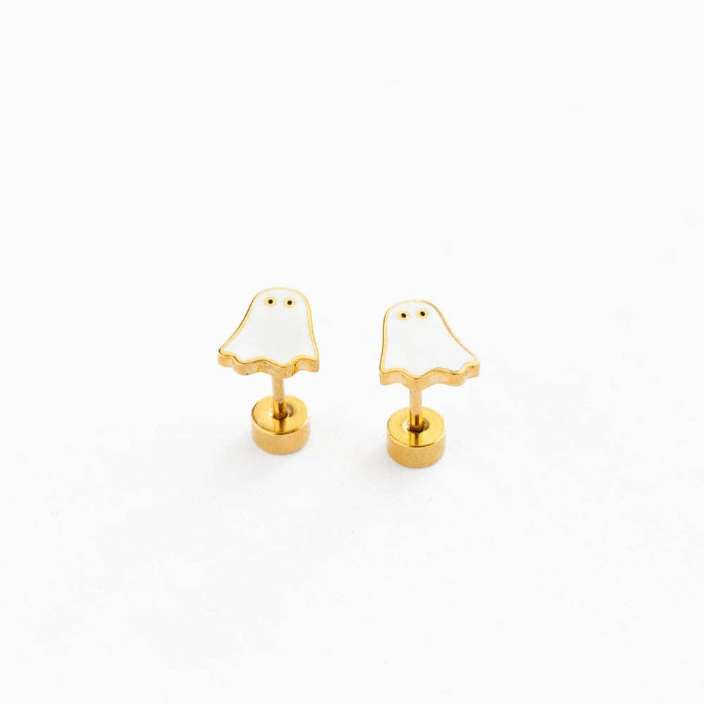 Ghost Earring - Hypoallergenic, Flat Back, Girl Gift