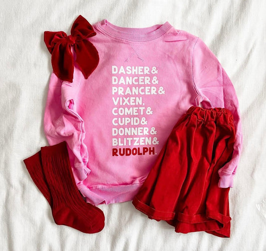 Pink Reindeer List Sweatshirt