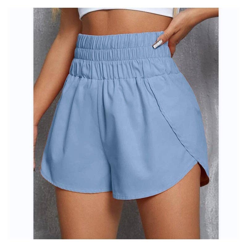 Elastic High-Waisted Loose-Fit Sports Shorts