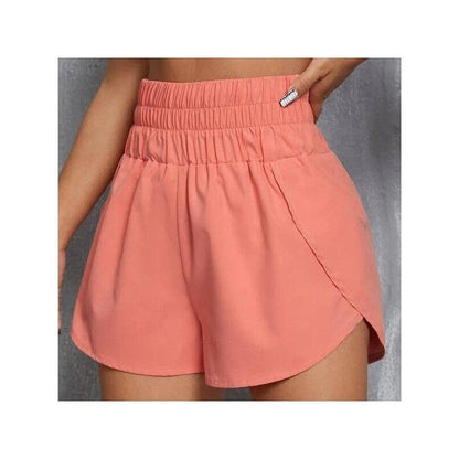 Elastic High-Waisted Loose-Fit Sports Shorts