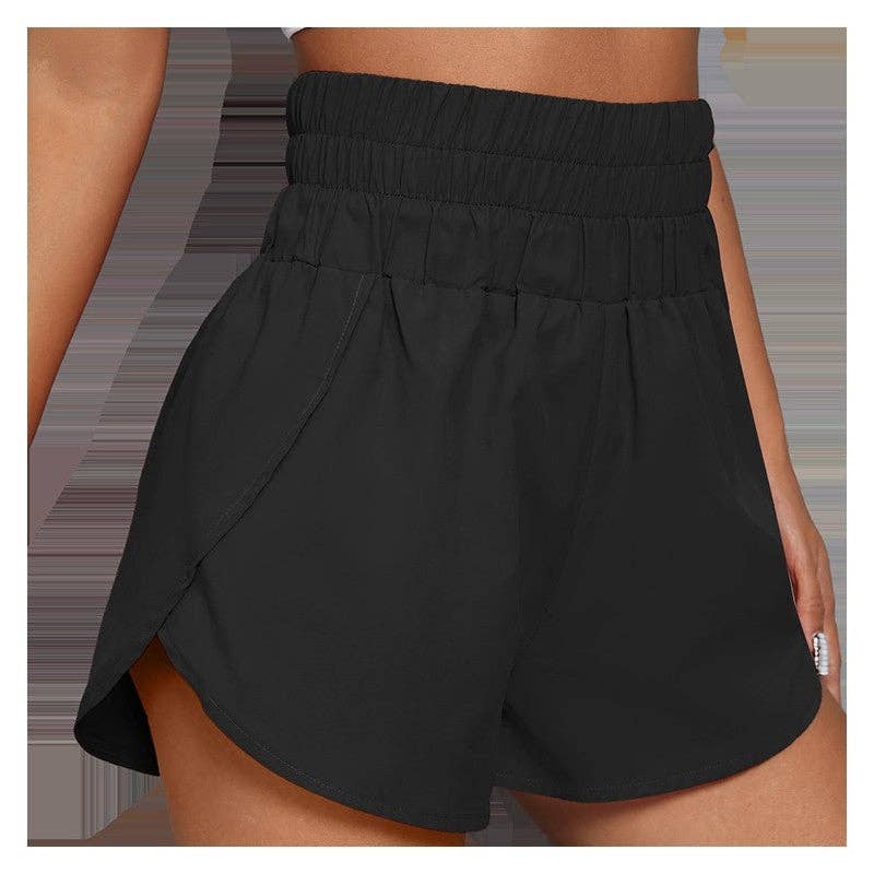 Elastic High-Waisted Loose-Fit Sports Shorts