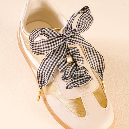 Step It Up Shoelaces–Gingham Black