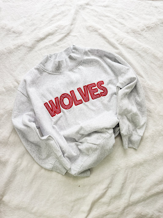 WOLVES gingham mockneck