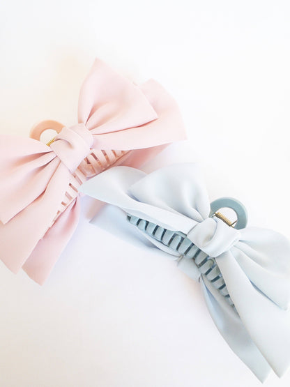 Mia Bow Hair Claw Clip in Sky