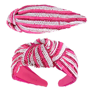 Sequin Striped Top Knotted Embellished Headband
