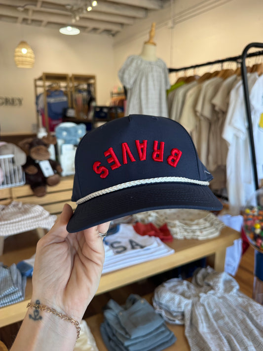 Navy Upside Down Braves Rope Hat