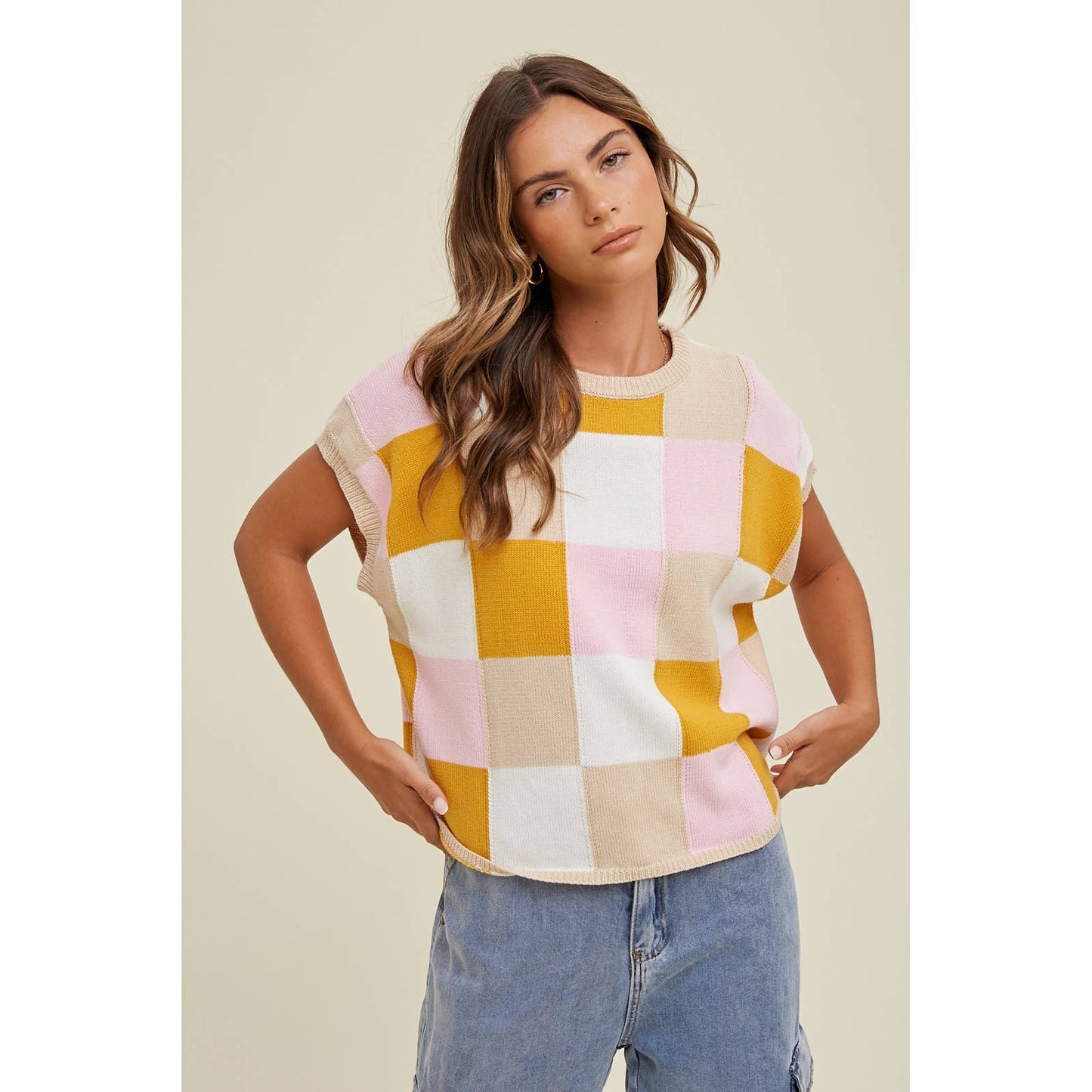 MULTI-COLOR CHECKERED SWEATER / WL24-8451