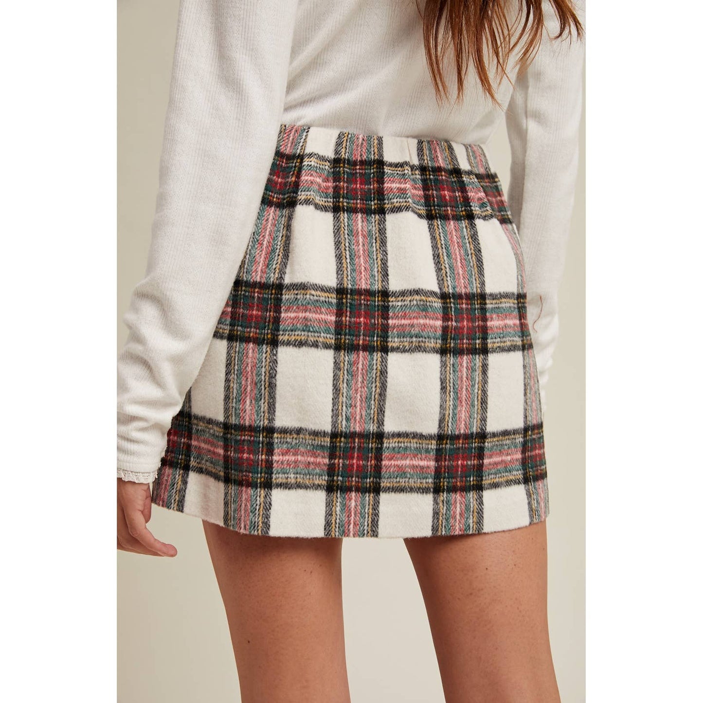 BRUSHED PLAID MINI SKIRT / WL25-11081