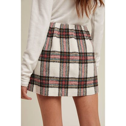 BRUSHED PLAID MINI SKIRT / WL25-11081