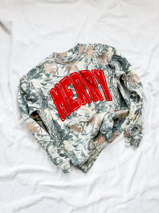 MERRY adult camo sweatshirt
