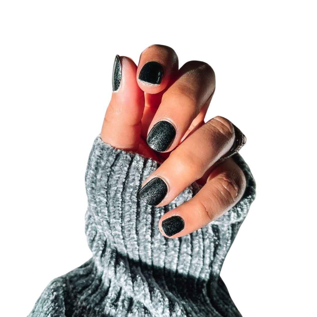 Star Gazing | Bold Black and Sparkling Glitter Nail Wraps