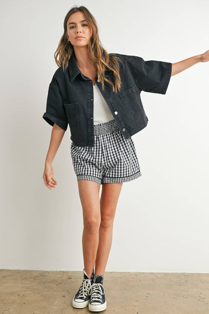 Button Front Cropped Shirt - BMJ7681
