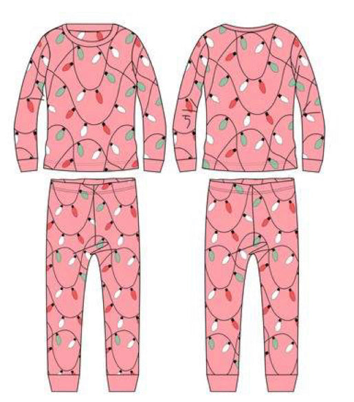 LIGHTS (pink) pajamas two piece (9 week preorder)