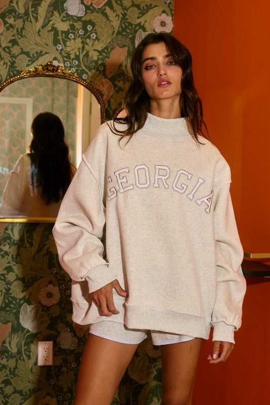 Georgia Grey Mock-Neck Sweatshirt
