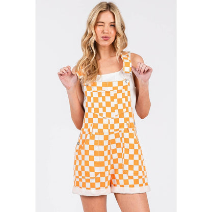 GAME DAY CHECKERED ROMPER BIB OVERALLS