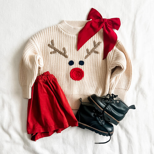 REINDEER hand embroidered sweater PREORDER