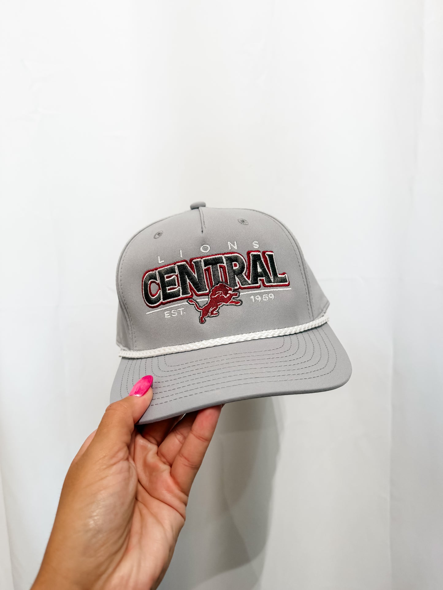gray central lions rope hat