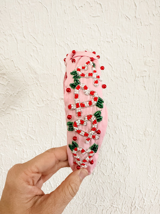 Pink Candy Cane Headband