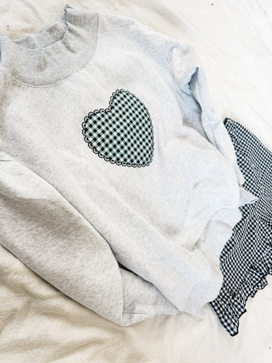 Gray Mock Neck Heart Sweatshirt