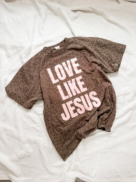 LOVE LIKE JESUS leopard adult tee