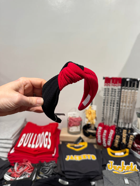 Red and Black Knot headband