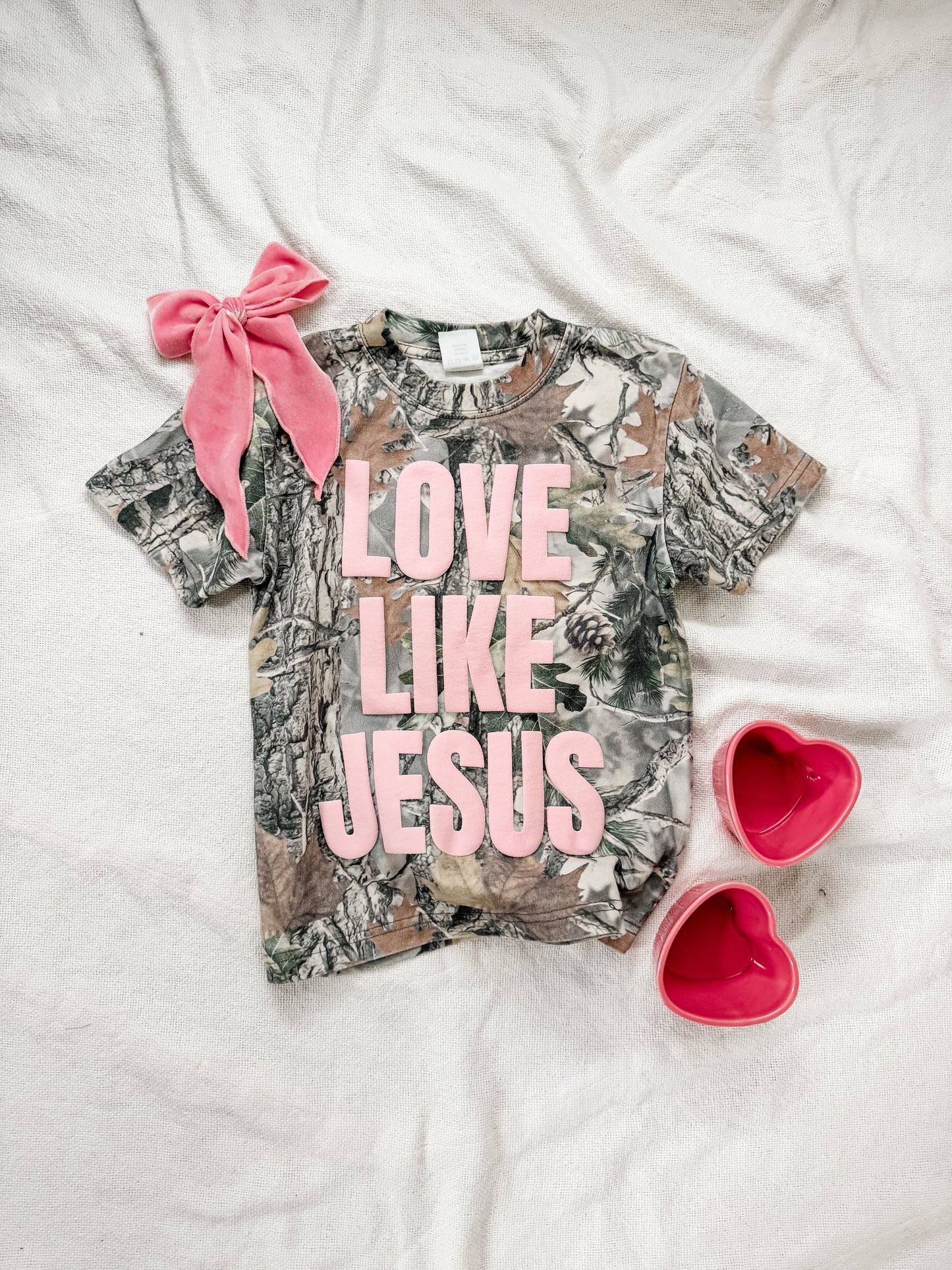 LOVE LIKE JESUS pink camo tee (preorder)