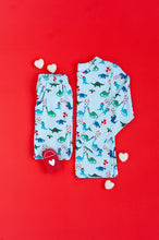 Load image into Gallery viewer, VALENTINE DINO (blue) pajamas two piece