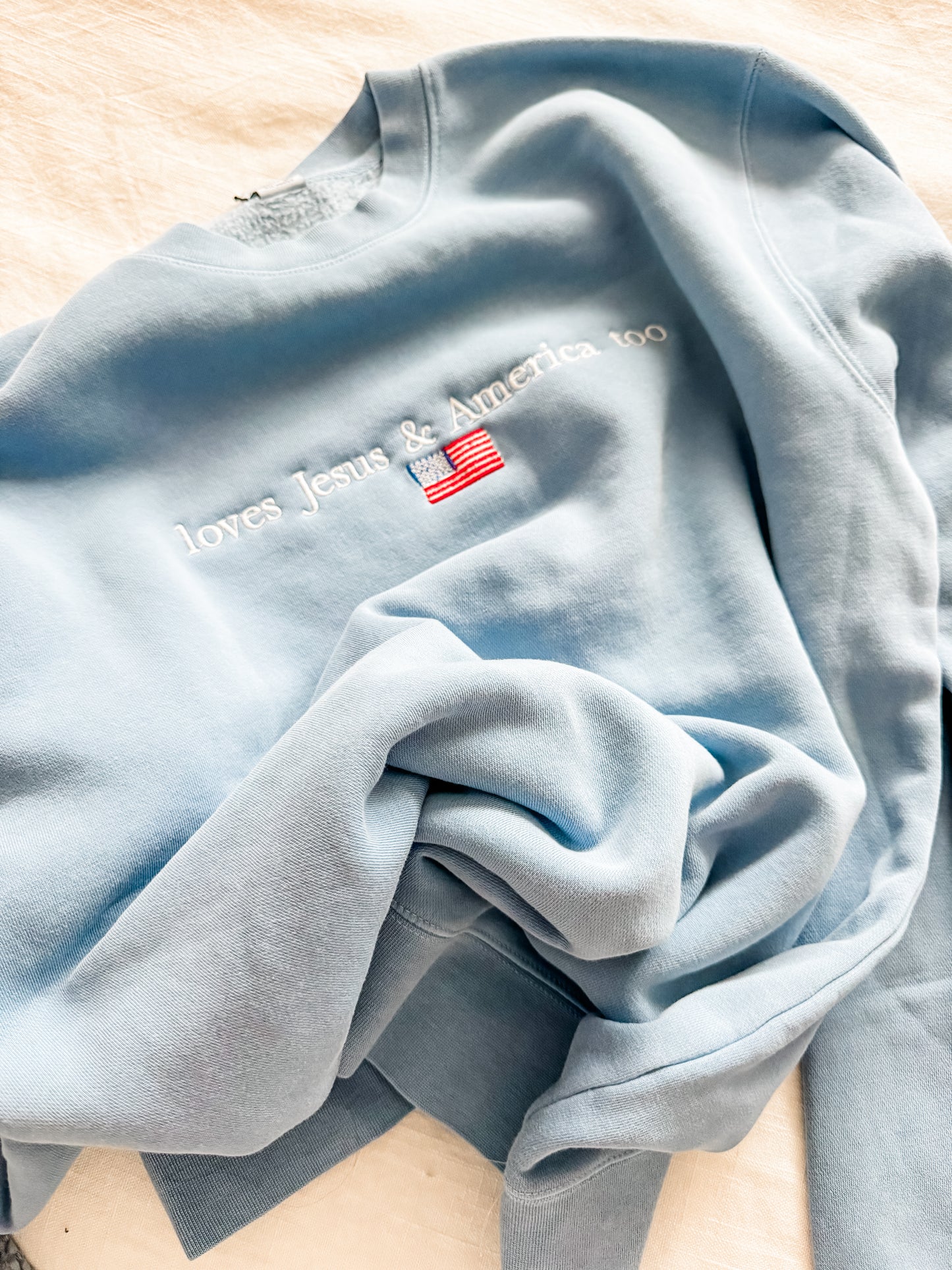Loves Jesus & America Too Embroidered Sweatshirt