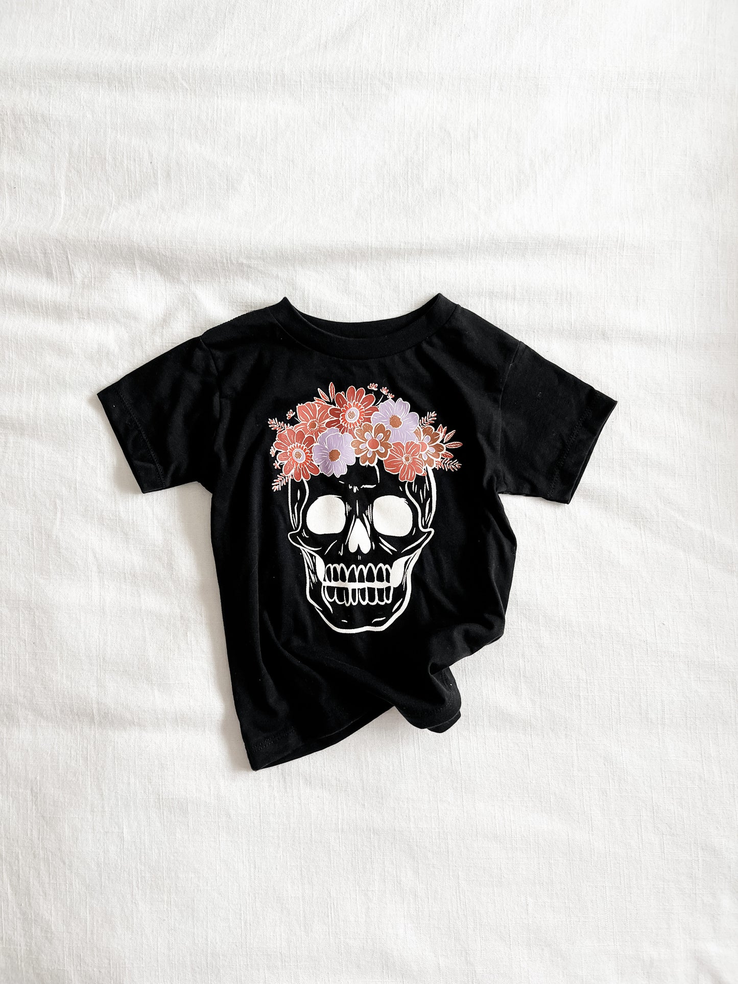 floral skull tee