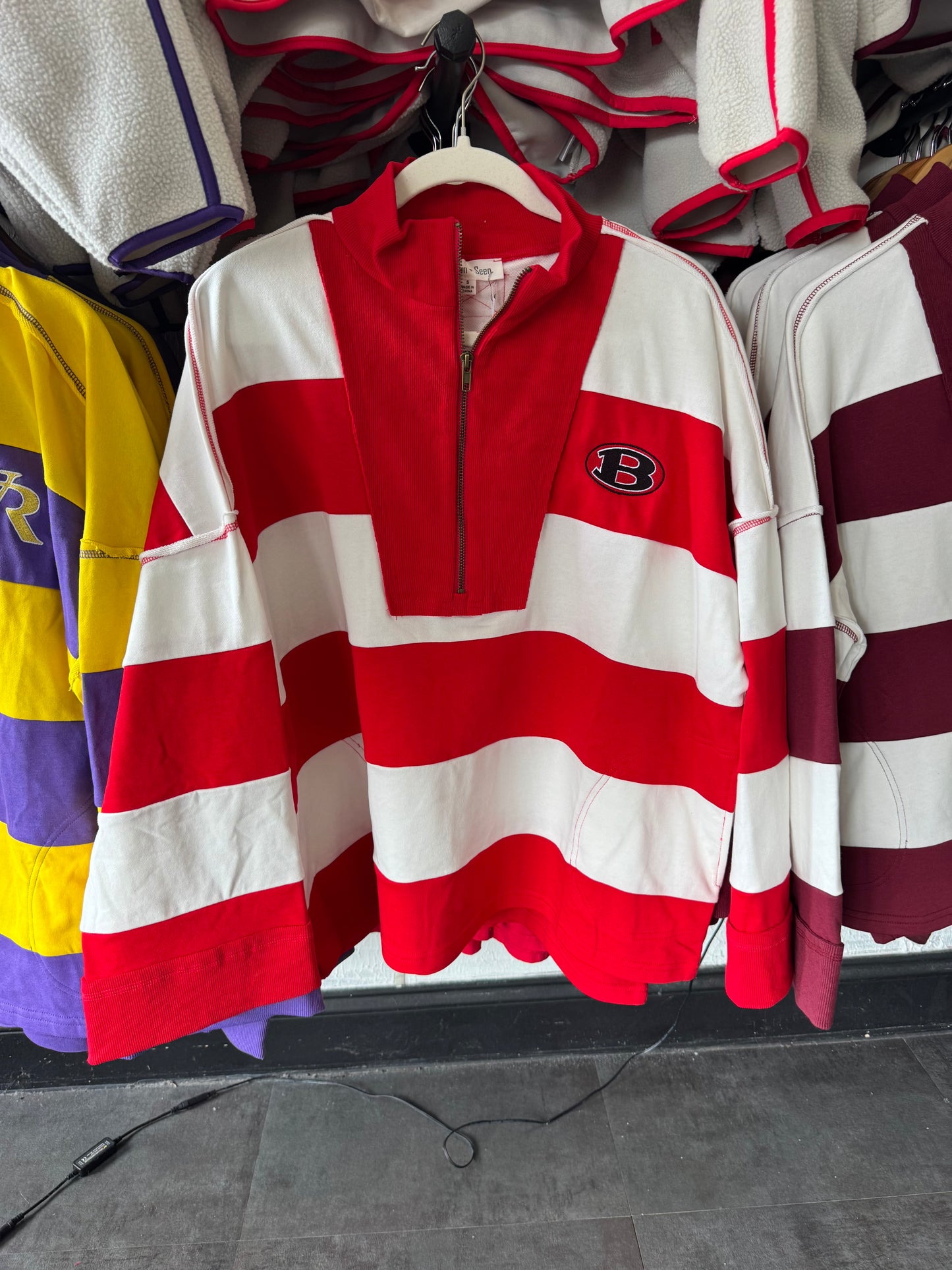 BOWDON VARSITY STRIPE PULLOVER