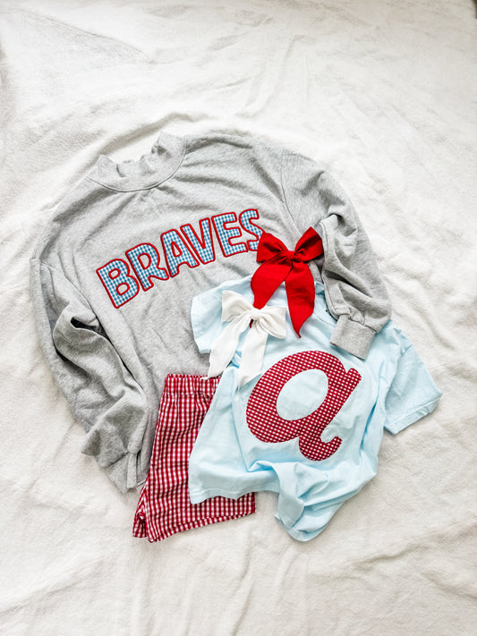 BRAVES Gingham Mockneck