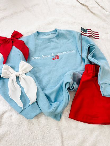 Loves Jesus & America Too Embroidered Sweatshirt