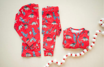 CHRISTMAS DINO pajamas two piece