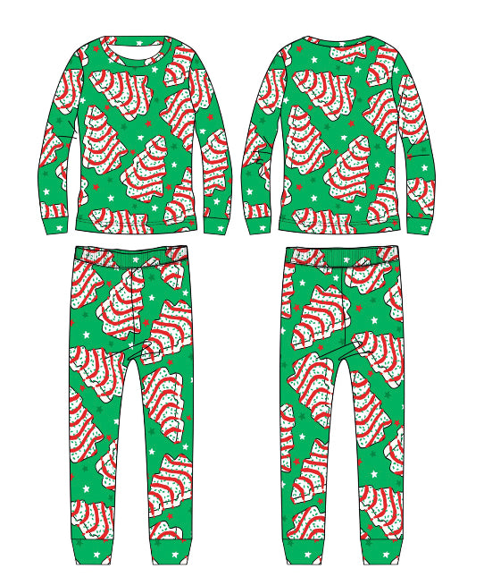 CHRISTMAS CAKE (green) pajamas two piece