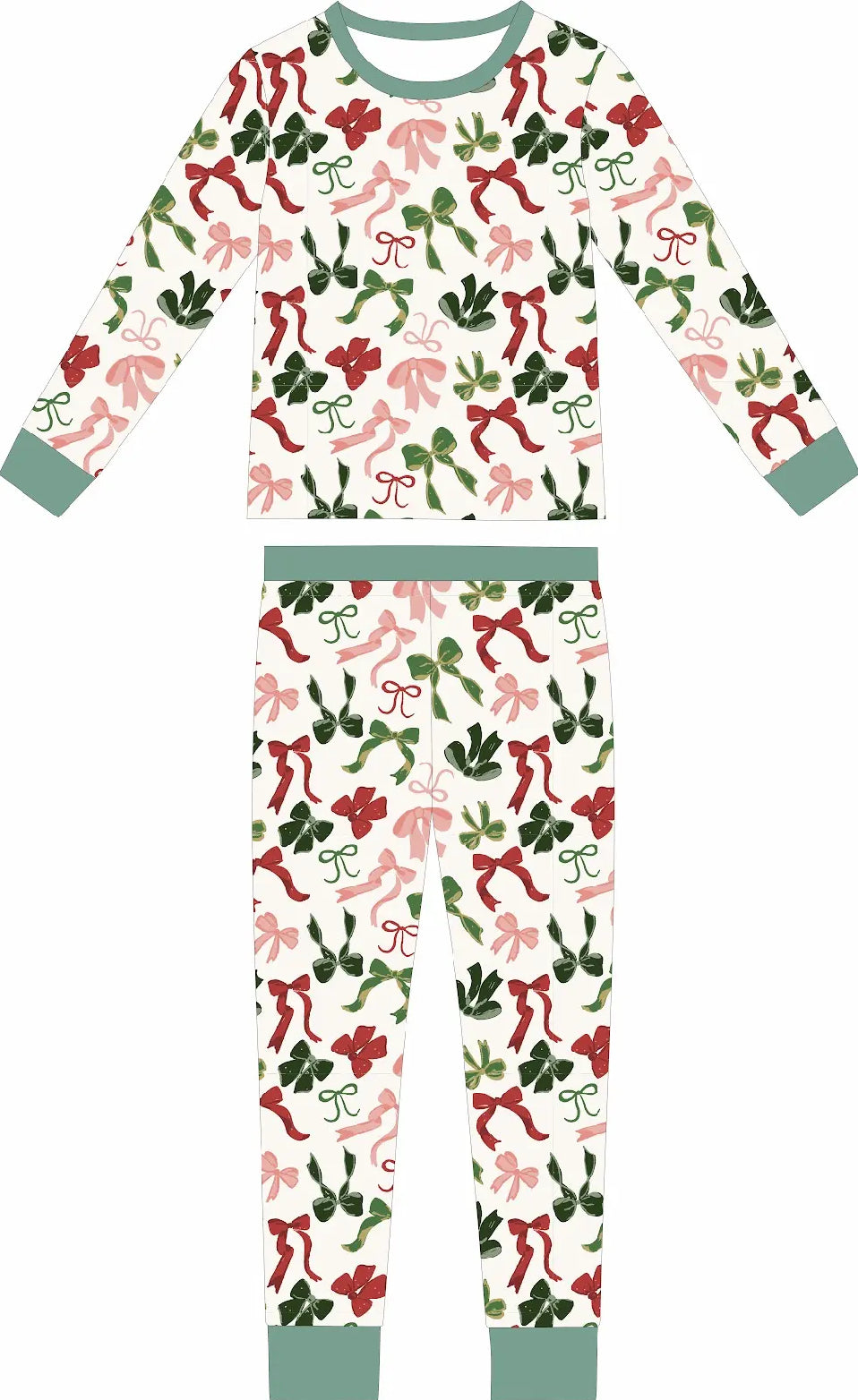 CHRISTMAS BOW two piece bamboo pajamas