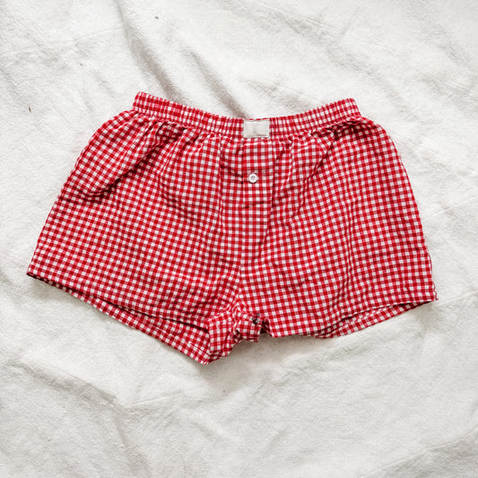 gingham boxer shorts (red)