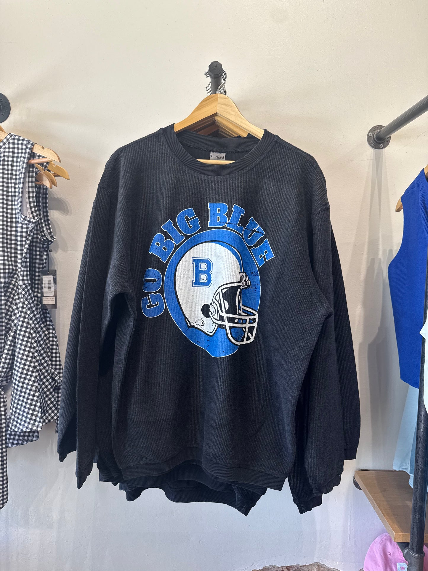 GO BIG BLUE corded crew black
