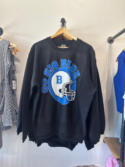 GO BIG BLUE corded crew black
