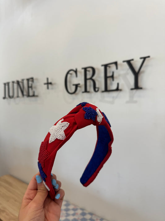 Red, White and Blue Star- Red Headband