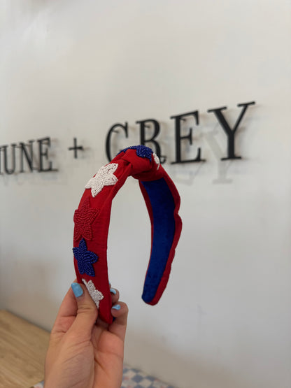 Red, White and Blue Star- Red Headband