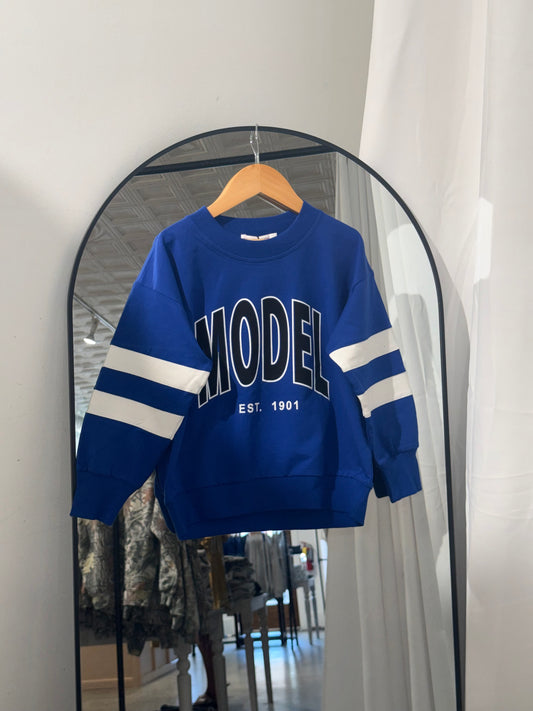 MODEL kids stripe sleeve sweatshirt
