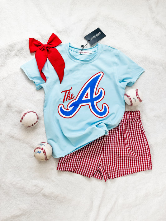 the A distressed tee