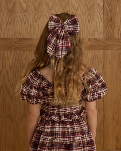 OVERSIZED BOW || BURGUNDY PLAID