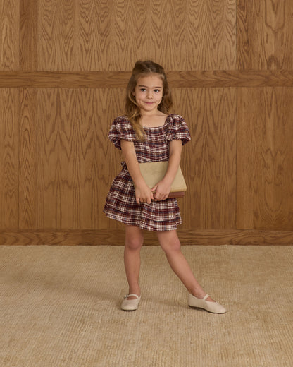 INDIA DRESS || BURGUNDY PLAID
