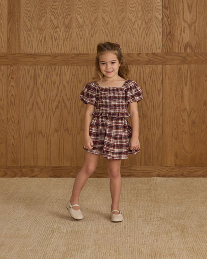 INDIA DRESS || BURGUNDY PLAID