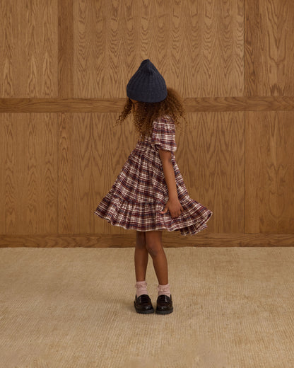 INDIA DRESS || BURGUNDY PLAID
