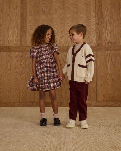 INDIA DRESS || BURGUNDY PLAID