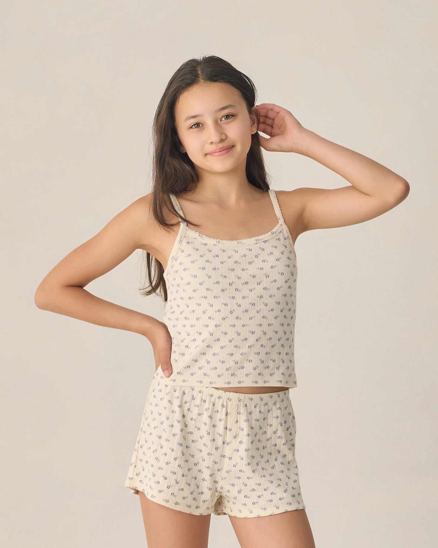 Teen Pointelle Lounge Set || Blue Ditsy